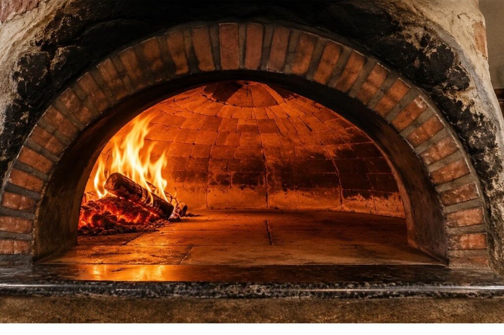 Traditional Sicilian brick oven with wood-fired cooking chamber
