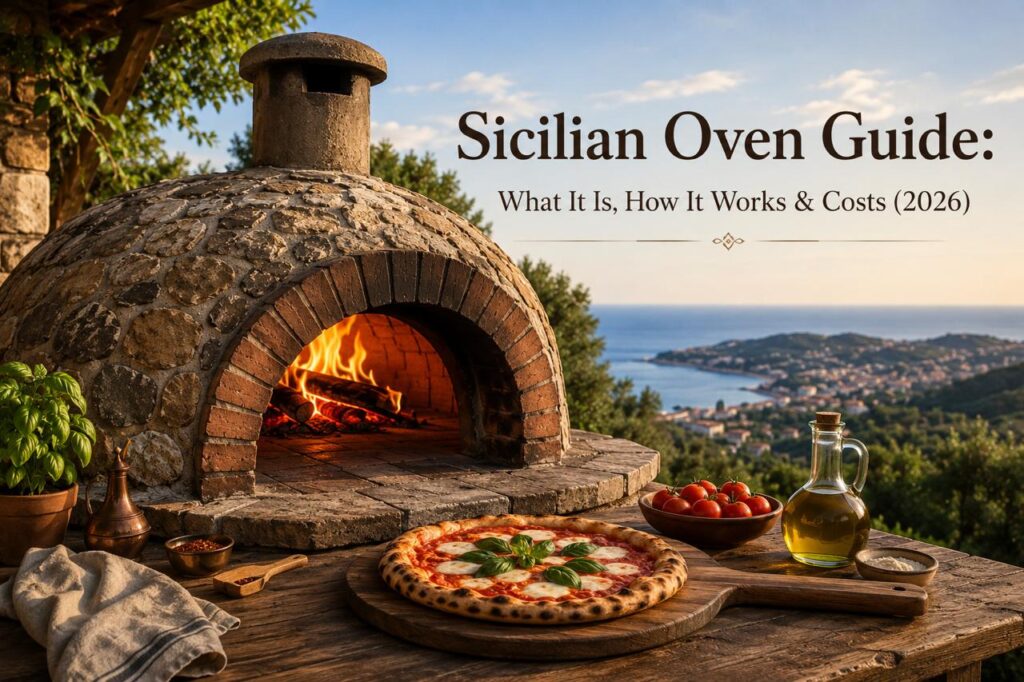 Sicilian oven with traditional Italian brick design