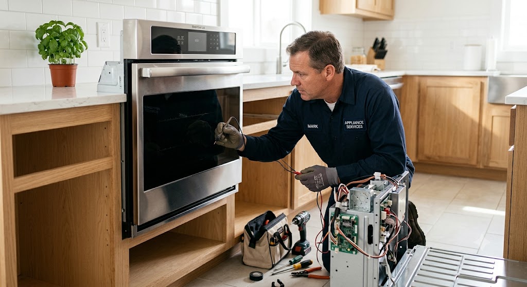 Installing a double wall oven in kitchen cabinets"