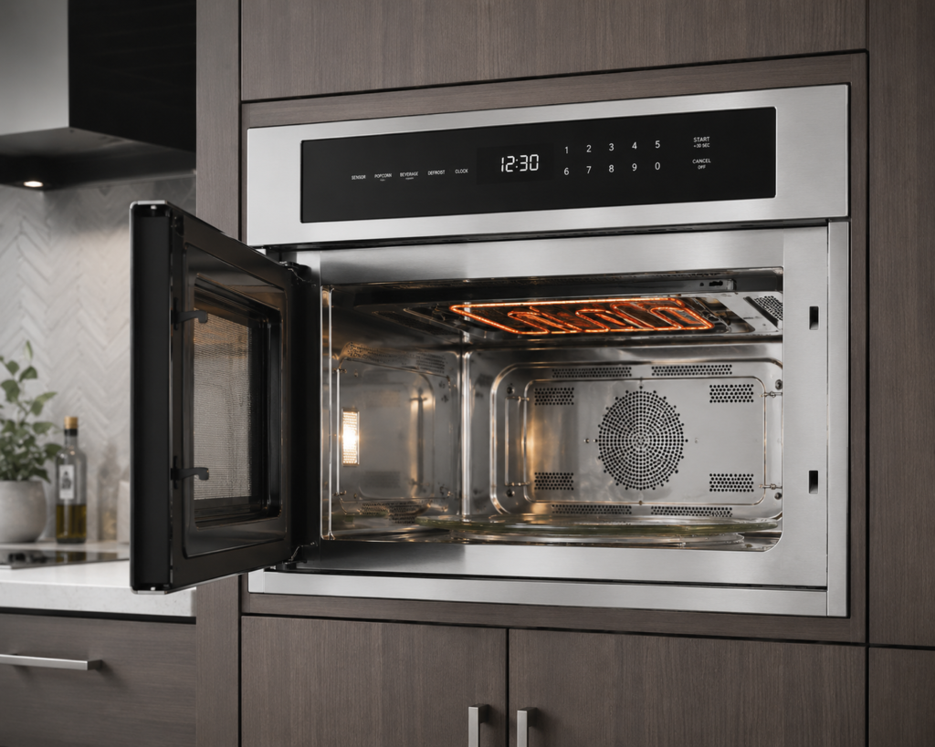 "FORNO 24 inch built-in microwave oven with top broiler"