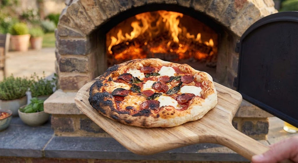 "unevenly cooked pizza showing a common wood fired oven cooking mistake"