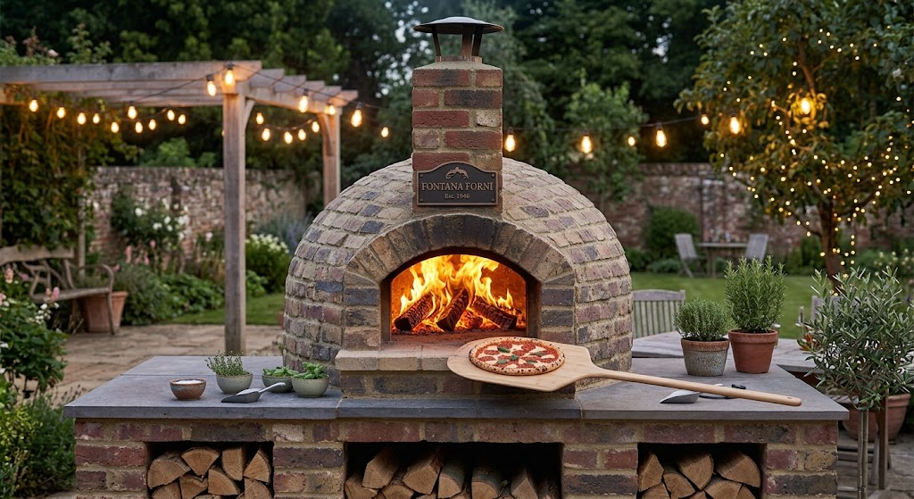 Fontana Forni traditional masonry wood fired pizza oven"