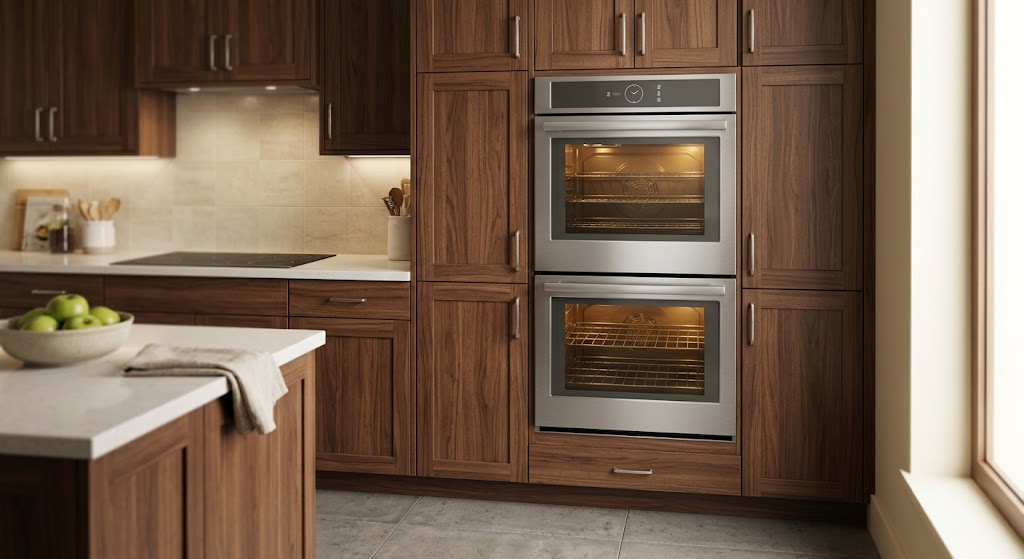double wall oven installed in kitchen cabinetry"
