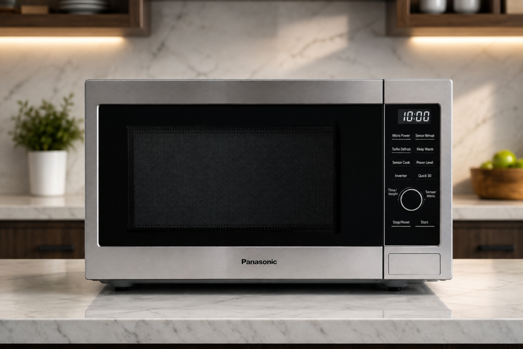 Panasonic Home Chef microwave oven combo on kitchen countertop