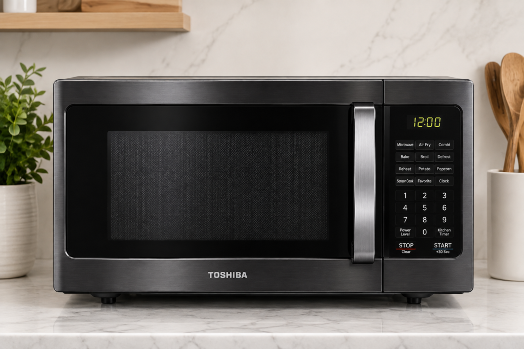 "Toshiba EM131A5C-BS countertop microwave oven combo"