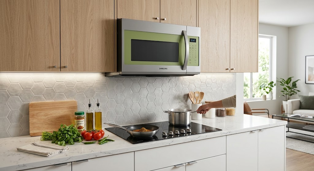 "Samsung Bespoke over-the-range microwave oven combo"