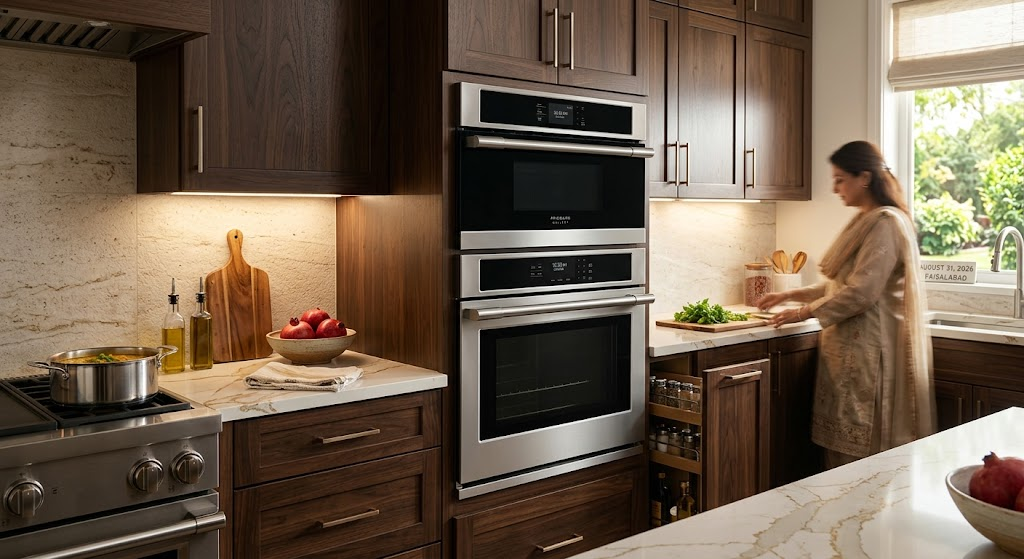 "Frigidaire Gallery built-in microwave oven combo in kitchen cabinetry"