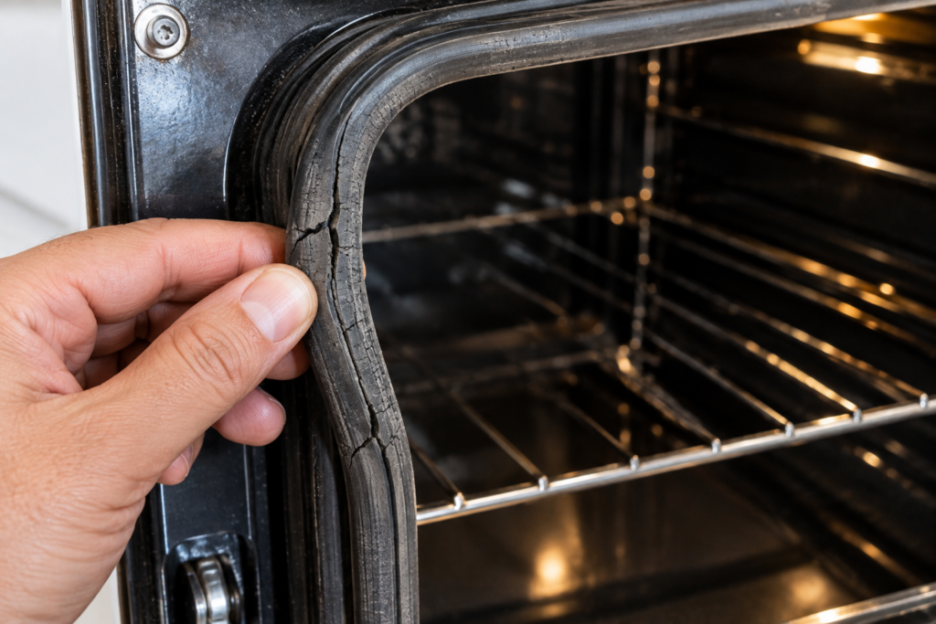 Worn oven door gasket causing heat loss