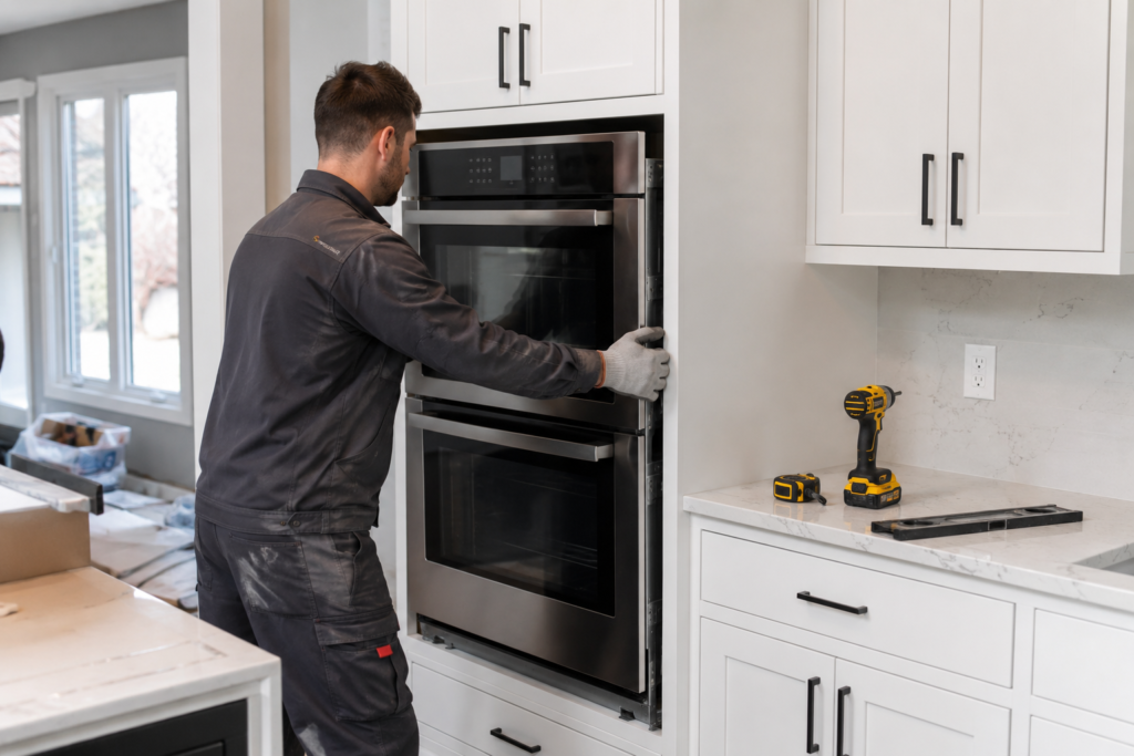 double wall oven cabinet cutout and clearance diagram