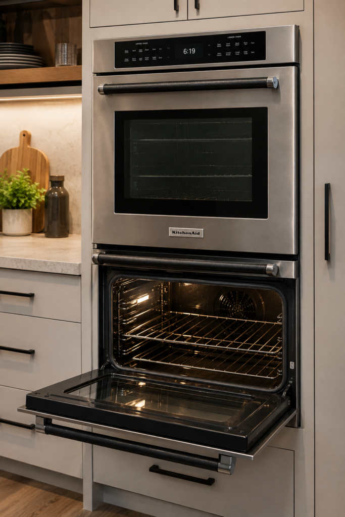KitchenAid double wall oven with temperature probe