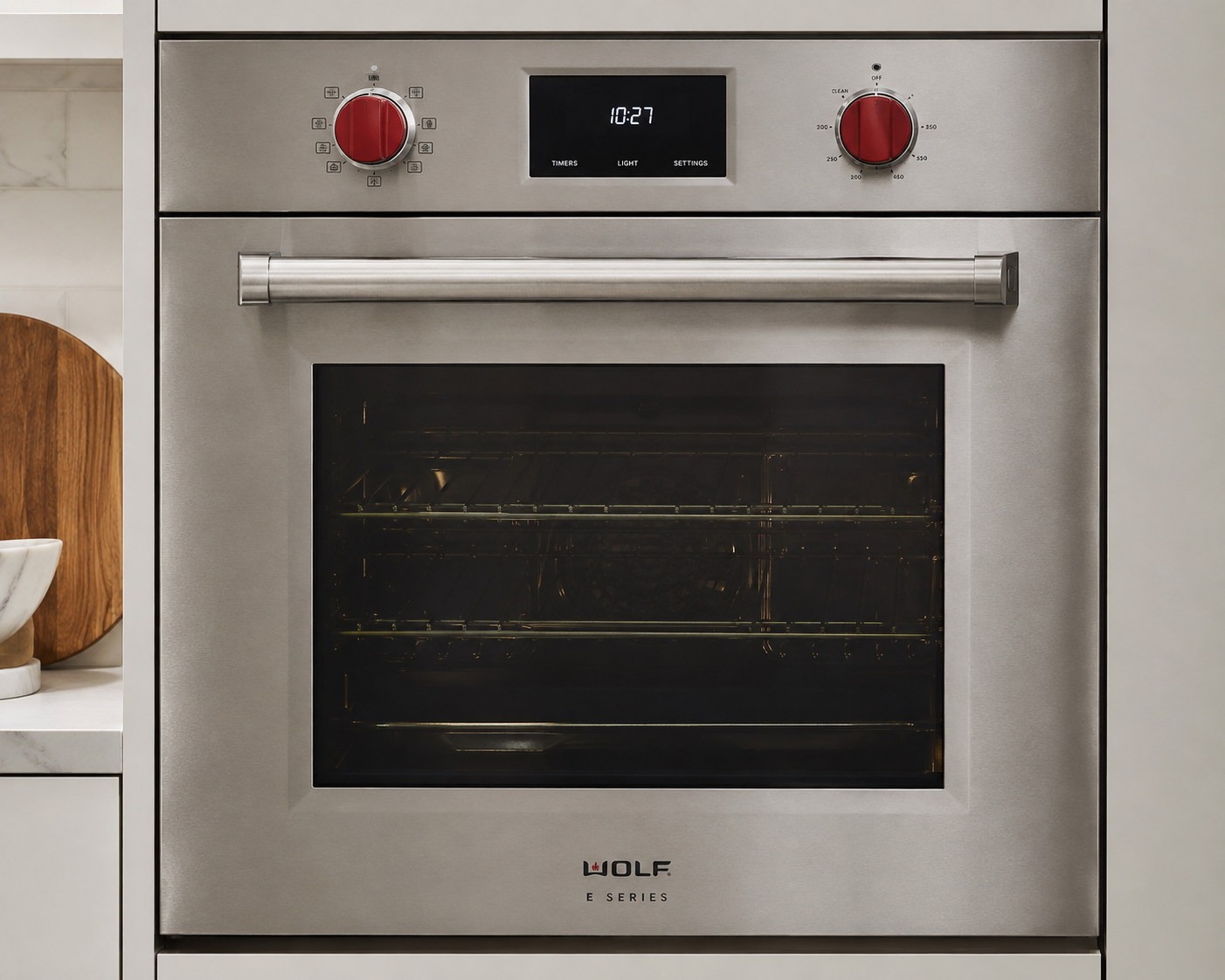 Wolf oven installed in a modern luxury kitchen